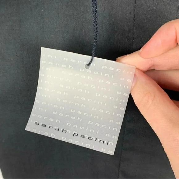 New Sarah Pacini dress 00 black 73% linen asymmetric wrap Minimalist avant-garde - Picture 5 of 13